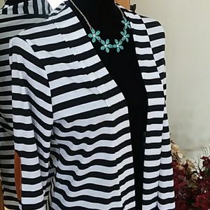 Striped Open Cardigan, Elbow Pads